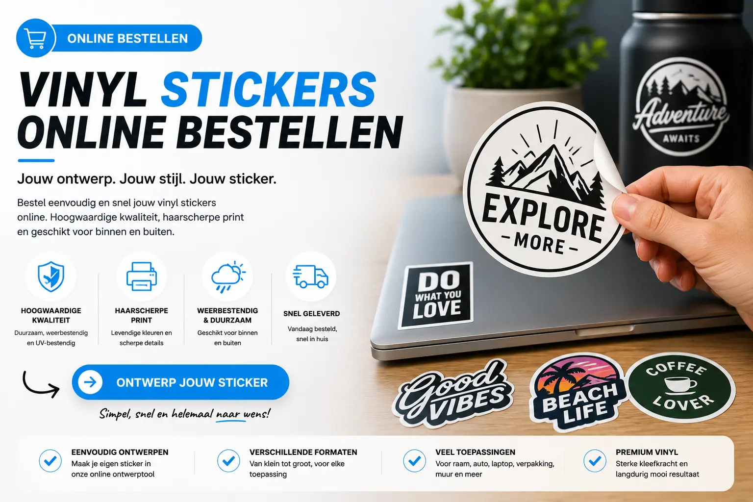 Vinyl stickers voor bedrijfswagen bestellen - Waterbestendige zakelijke vinyl stickers online bestellen in Nederland